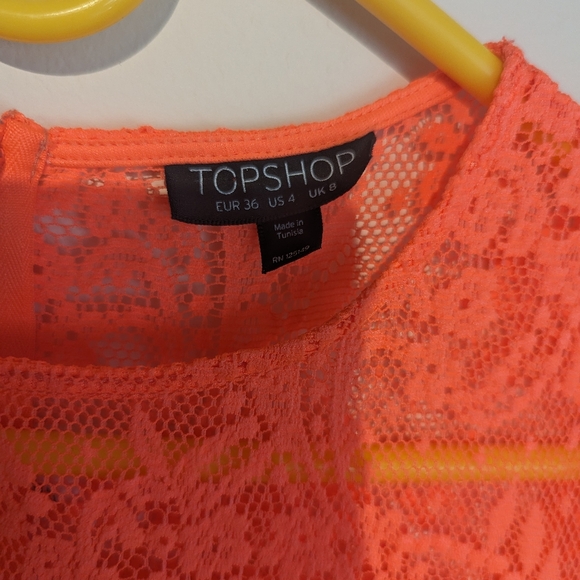 Top Shop neon lace overlay mini dress - Picture 5 of 5